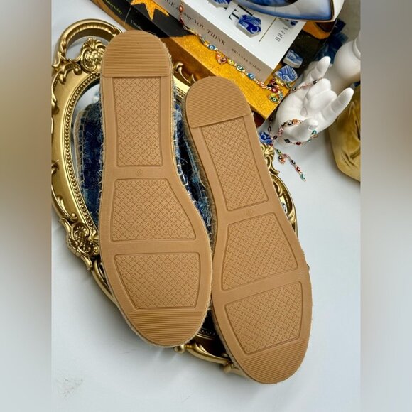 🆕 TORY BURCH 🧿 NWOB Colourblock Frayed Denim Espadrilles, Sz US 10 - Picture 11 of 16